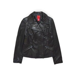 Saks Fifth Avenue 100% Leather Studded Moto Jacket Womens Medium‎